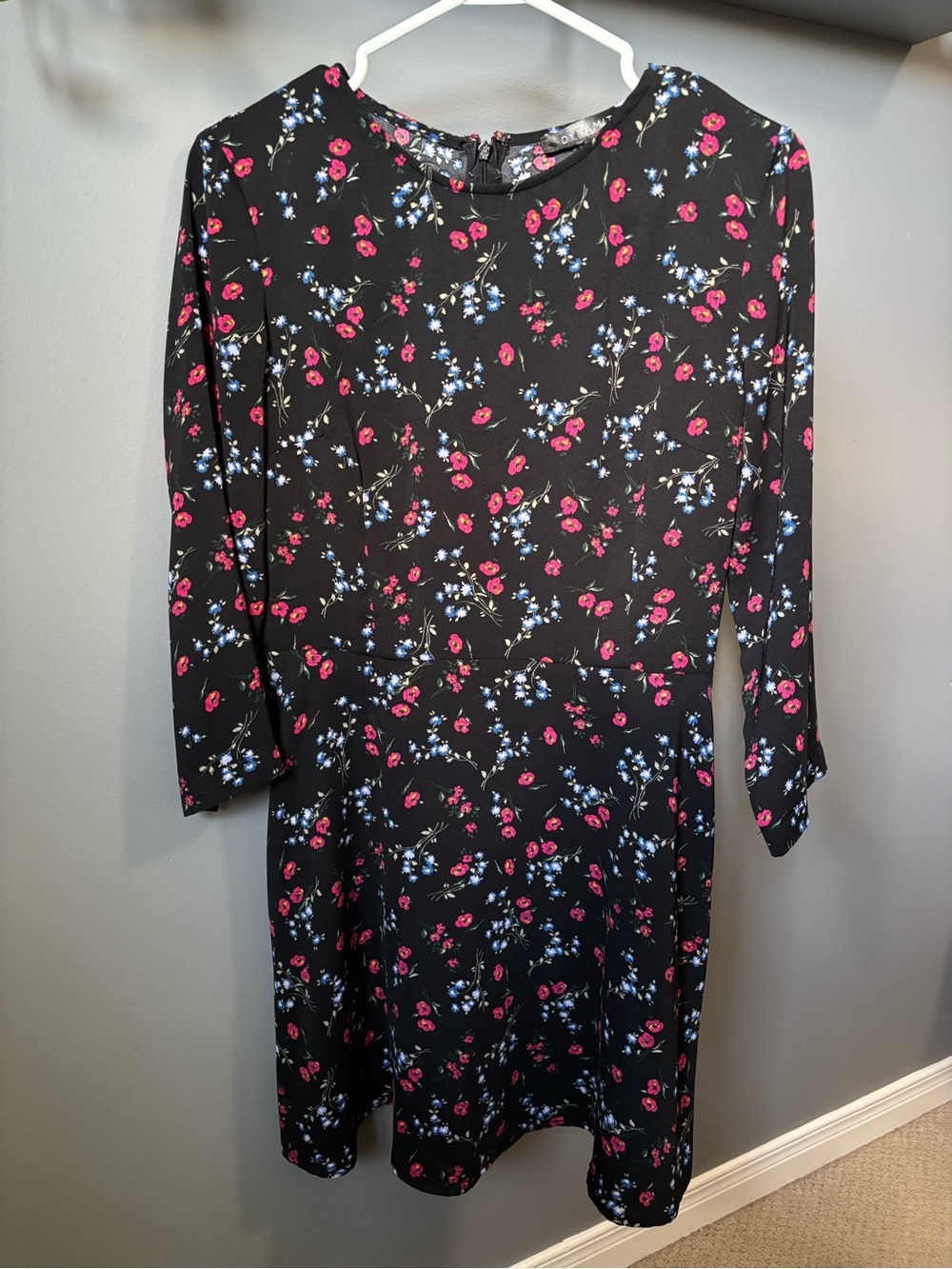 Dynamite Black Floral 3/4 Sleeve Dress